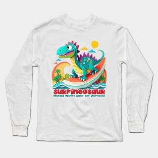 Dinosaur Surfing Funny Long Sleeve T-Shirt